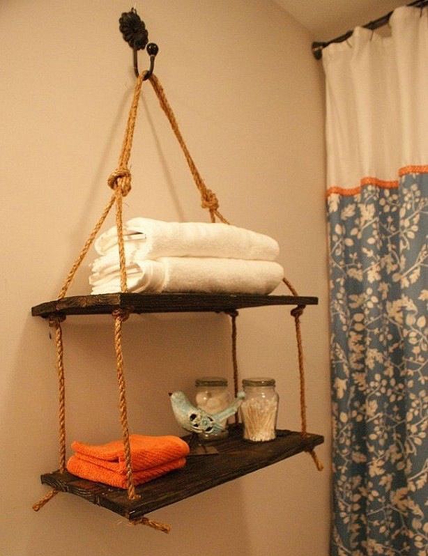 DIY hanging rope shelf ideas