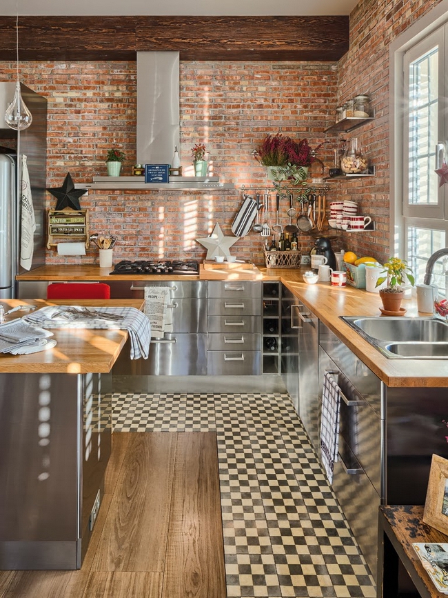 brick kitchen exposed showcase creative designs