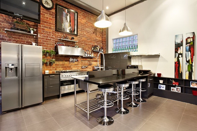 28 Exposed Brick Wall Kitchen Design Ideas