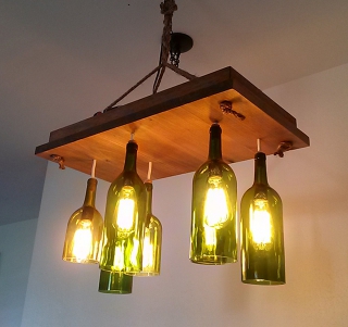 Wine bottle chandelier ideas